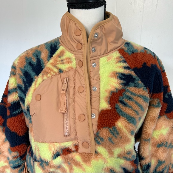 NWT Free People Sherpa Hit The Slopes Oasis Combo Aurora Tie Dye Pullover XS - Picture 7 of 12